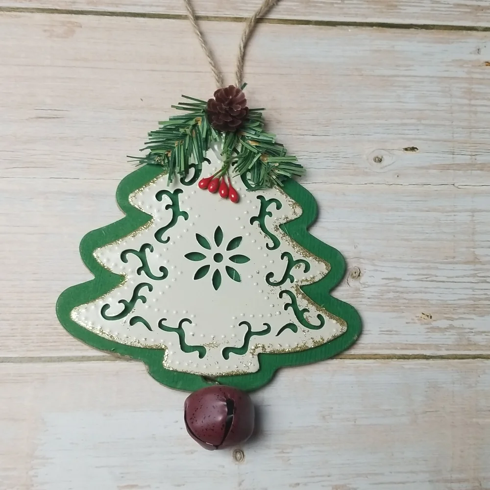 Christmas tree green Ornament with jingle bell hanger